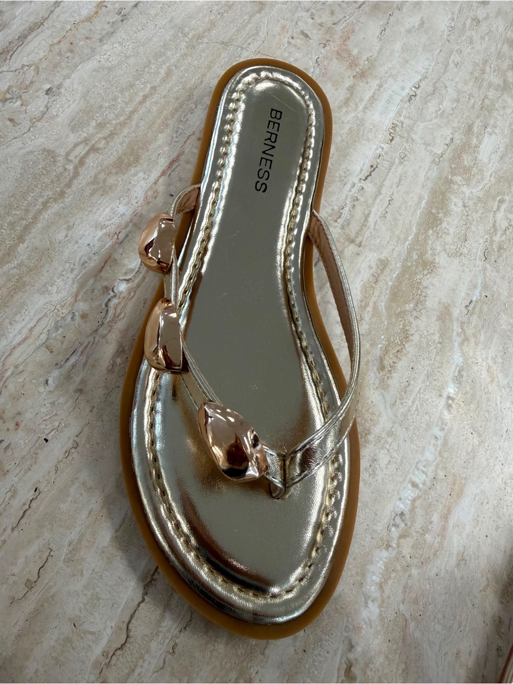 Berness Rose Gold Metallic Thong Sandal